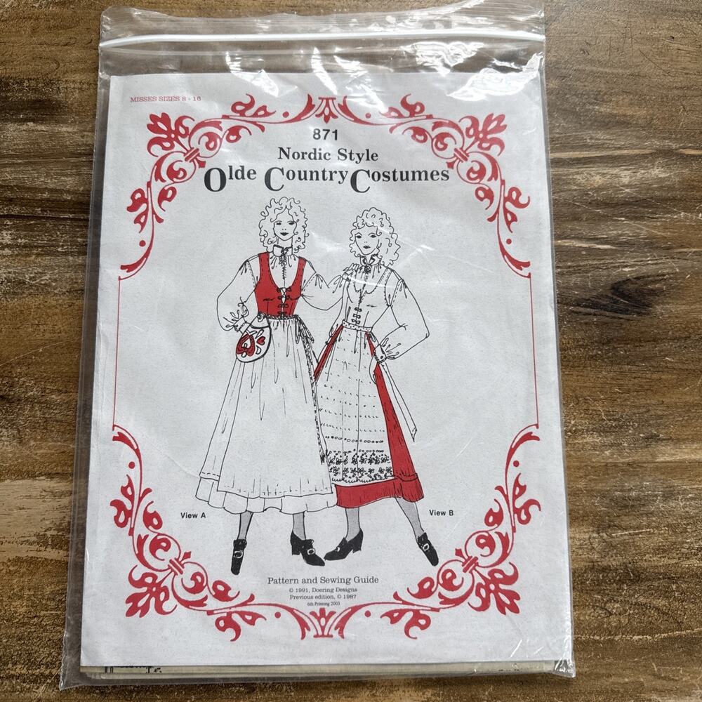 Womens Nordic Style Olde Country Jumper, Blouse, Apron, Bag 8-16 Sewing Pattern
